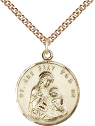 [0701AGF/24GF] 14kt Gold Filled Saint Ann Pendant on a 24 inch Gold Filled Heavy Curb chain
