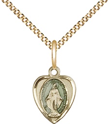[0706EMGF/18G] 14kt Gold Filled Miraculous Pendant on a 18 inch Gold Plate Light Curb chain