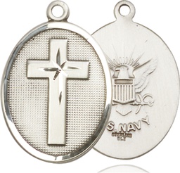 [0783SS6] Sterling Silver Cross Navy Medal
