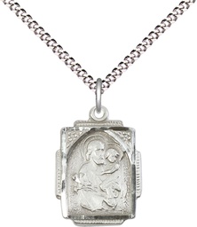 [0804KSS/18S] Sterling Silver Saint Joseph Pendant on a 18 inch Light Rhodium Light Curb chain