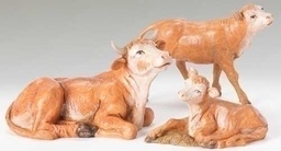 [RO-51534] 3pc St 5&quot; Ox Family Figure - Christmas