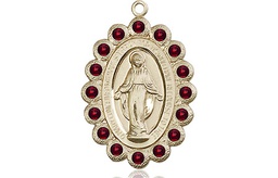 [2009GTGF] 14kt Gold Filled Miraculous Medal with Garnet Swarovski stones