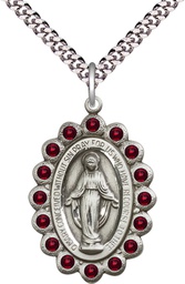 [2010GTSS/24S] Sterling Silver Miraculous Pendant on a 24 inch Light Rhodium Heavy Curb chain