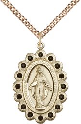 [2010JTGF/24GF] 14kt Gold Filled Miraculous Pendant on a 24 inch Gold Filled Heavy Curb chain