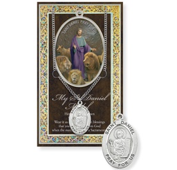 [HI-950-431] St. Daniel Genuine Pewter Medal on a 24" Chain with Biography and Picture Folder