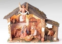 [RO-54567] 6pc 5&quot;Fig St W/Med Lited Stbl - Christmas