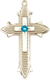[6059GF-STN12] 14kt Gold Filled Cross on Cross Medal with a 3mm Zircon Swarovski stone