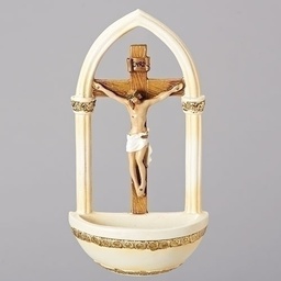 [RO-40130] 7&quot; Crucifix Holy Water Font