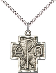 [4226SS/18S] Sterling Silver Alpha &amp; Omega Pendant on a 18 inch Light Rhodium Light Curb chain
