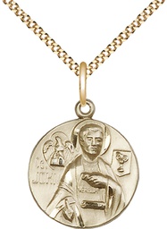 [4231GF/18G] 14kt Gold Filled Saint John the Evangelist Pendant on a 18 inch Gold Plate Light Curb chain