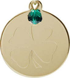 [5108EMGF] 14kt Gold Filled Shamrock Medal with a Emerald bead