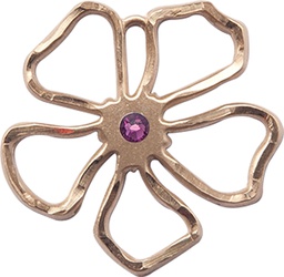 [5109GF-STN2] 14kt Gold Filled Five Petal Flower Medal with a 3mm Amethyst Swarovski stone