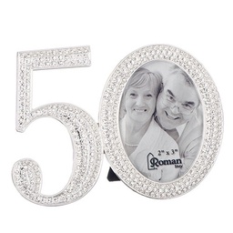 [RO-13808] 3.25&quot;H 50th Rhinestone Frame