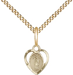 [5422GF/18G] 14kt Gold Filled Our Lady of Guadalupe Pendant on a 18 inch Gold Plate Light Curb chain