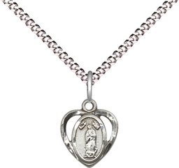 [5422SS/18S] Sterling Silver Our Lady of Guadalupe Pendant on a 18 inch Light Rhodium Light Curb chain