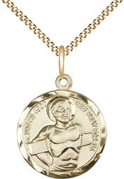 [5436GF/18G] 14kt Gold Filled Dismas Pendant on a 18 inch Gold Plate Light Curb chain