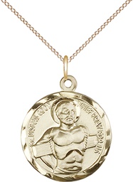 [5436GF/18GF] 14kt Gold Filled Dismas Pendant on a 18 inch Gold Filled Light Curb chain