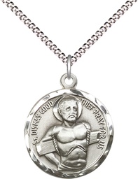 [5436SS/18S] Sterling Silver Dismas Pendant on a 18 inch Light Rhodium Light Curb chain