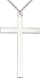 [5640SS/24SS] Sterling Silver Cross Pendant on a 24 inch Sterling Silver Heavy Curb chain