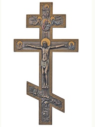 [SR-75930] 17.5in. Byzantine Crucifix, Hand-Painted Cold Cast Bronze