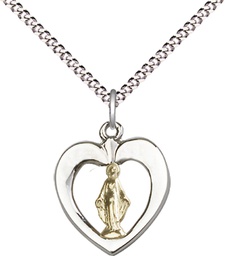 [6096GF/SS/18S] Two-Tone GF/SS Miraculous Pendant on a 18 inch Light Rhodium Light Curb chain
