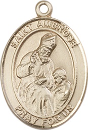 [8137KT] 14kt Gold Saint Ambrose Medal