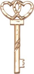 [6212KT] 14kt Gold Key w/Double Hearts Medal