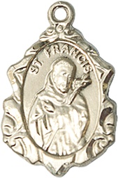 [0822FCKT] 14kt Gold Saint Francis Medal