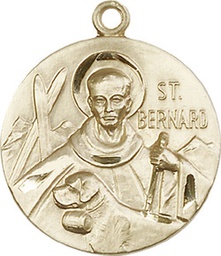 [0836KT] 14kt Gold Saint Bernard of Monjoux Medal