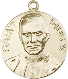 [0885KT] 14kt Gold Pope Pius X Medal