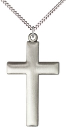 [6255YSS/18S] Sterling Silver Cross Pendant on a 18 inch Light Rhodium Light Curb chain