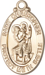 [1175KT] 14kt Gold Saint Christopher Medal
