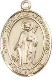[8343KT] 14kt Gold Saint Catherine of Alexandria Medal