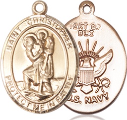[1176KT6] 14kt Gold Saint Christopher Navy Medal