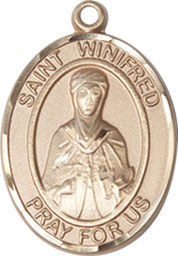 [8419KT] 14kt Gold Saint Winifred of Wales Medal