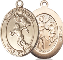[8610KT] 14kt Gold Saint Sebastian Track and Field Medal