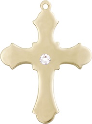 [6037GF1-STN4] 14kt Gold Filled Cross Medal with a 3mm Crystal Swarovski stone