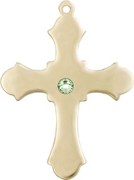 [6037GF1-STN8] 14kt Gold Filled Cross Medal with a 3mm Peridot Swarovski stone