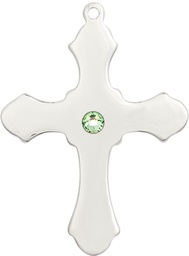 [6037SS1-STN8] Sterling Silver Cross Medal with a 3mm Peridot Swarovski stone