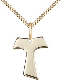 [3948GF/18G] 14kt Gold Filled Tau Cross Pendant on a 18 inch Gold Plate Light Curb chain