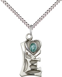[5901SS/18S] Sterling Silver Miraculous Pendant on a 18 inch Light Rhodium Light Curb chain