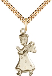[5915GF/24G] 14kt Gold Filled Angel Pendant on a 24 inch Gold Plate Heavy Curb chain