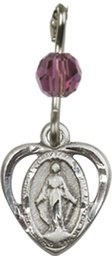 [5401AMSS] Sterling Silver Miraculous Medal with an Amethyst bead