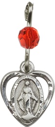 [5401RBSS] Sterling Silver Miraculous Medal with a Ruby bead