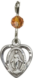 [5401TPSS] Sterling Silver Miraculous Medal with a Topaz bead