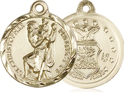[0192KT1] 14kt Gold Saint Christopher Air Force Medal