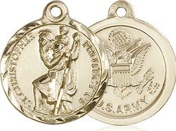 [0192KT2] 14kt Gold Saint Christopher Army Medal