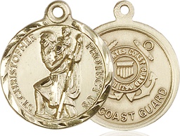 [0192KT3] 14kt Gold Saint Christopher Coast Guard Medal
