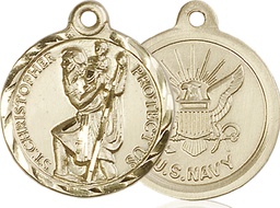 [0192KT6] 14kt Gold Saint Christopher Navy Medal