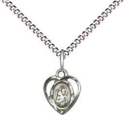 [5410SS/18S] Sterling Silver Our Lady of Perpetual Health Pendant on a 18 inch Light Rhodium Light Curb chain